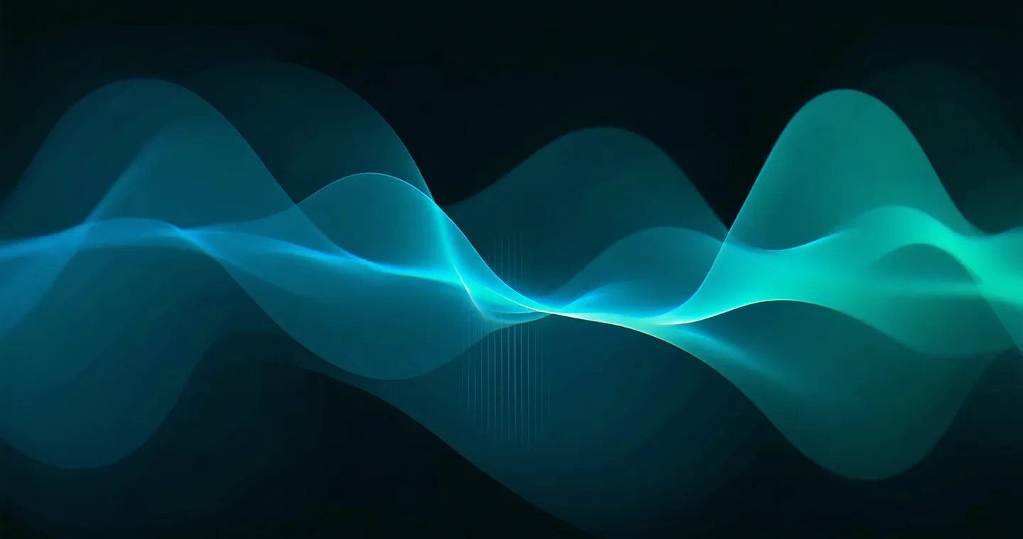 Abstract formation cycle telemetry waveforms with teal anomaly highlight against deep navy background